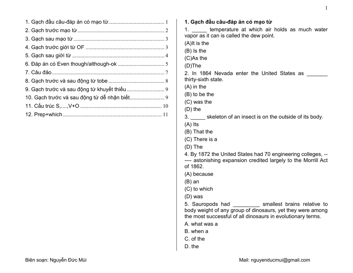 Ôn ngữ pháp TOEFL ITP - Nguyễn Đức Mùi